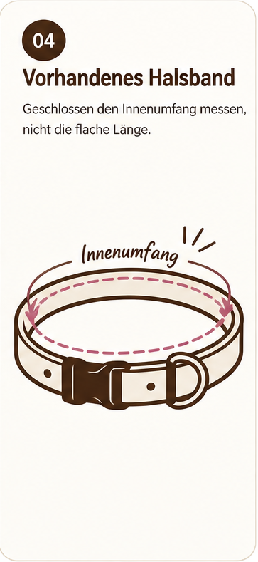 Schritt 4: Bei einem vorhandenen Halsband den geschlossenen Innenumfang messen